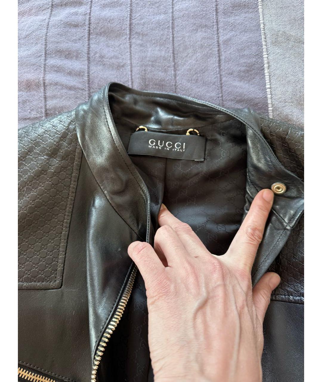GUCCI Черная кожаная куртка, фото 3