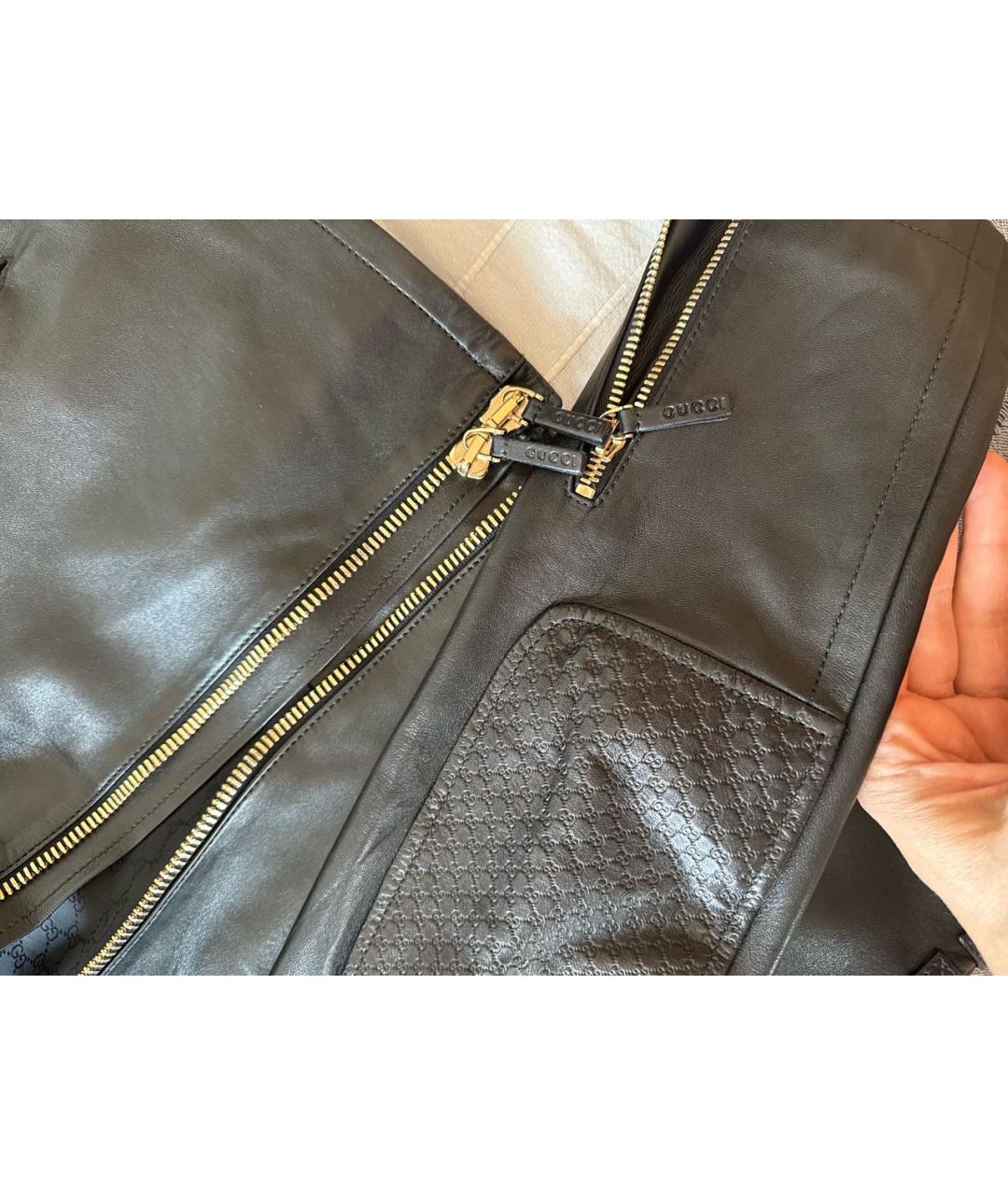 GUCCI Черная кожаная куртка, фото 4