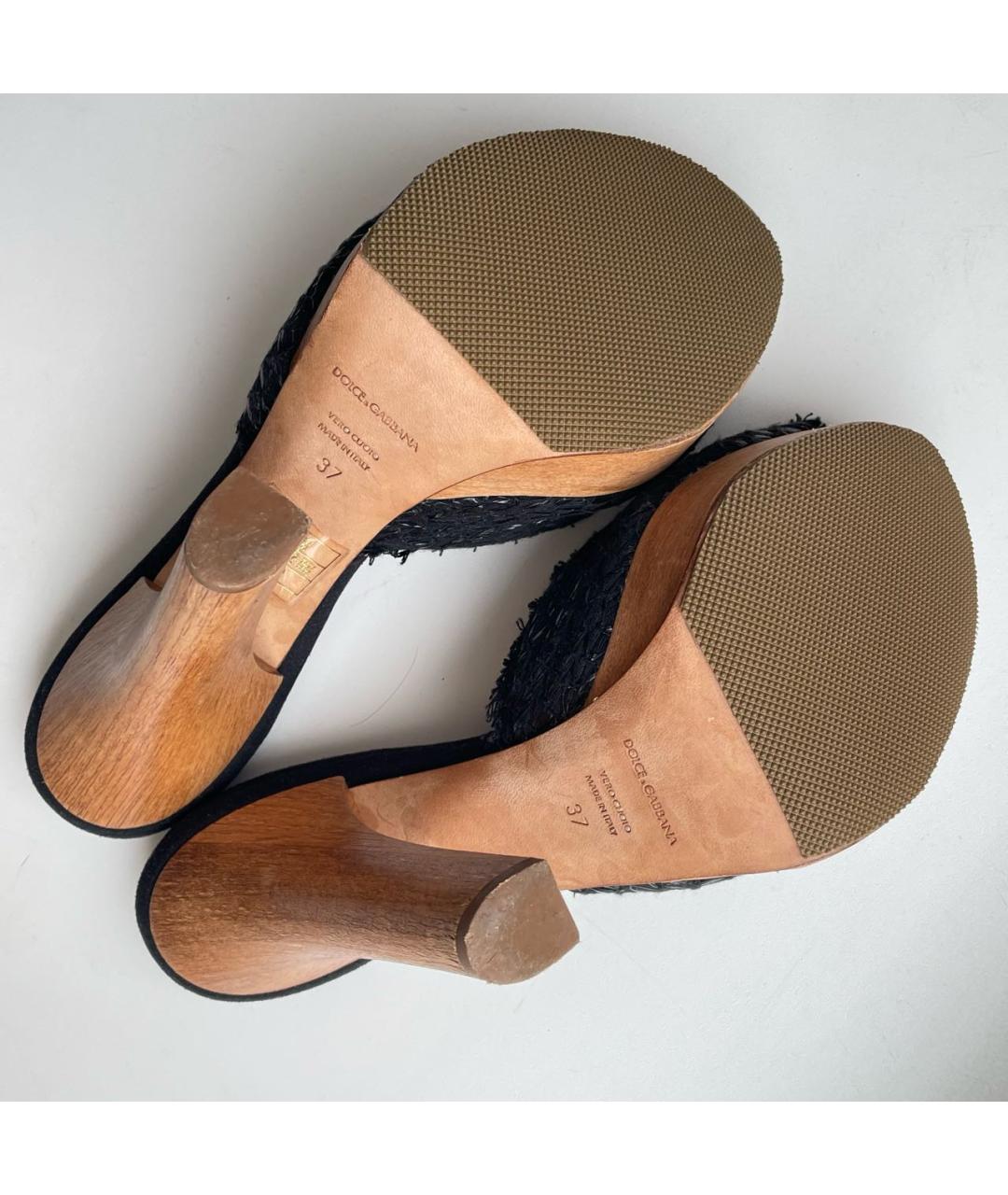 DOLCE&GABBANA Черные текстильные сабо, фото 8