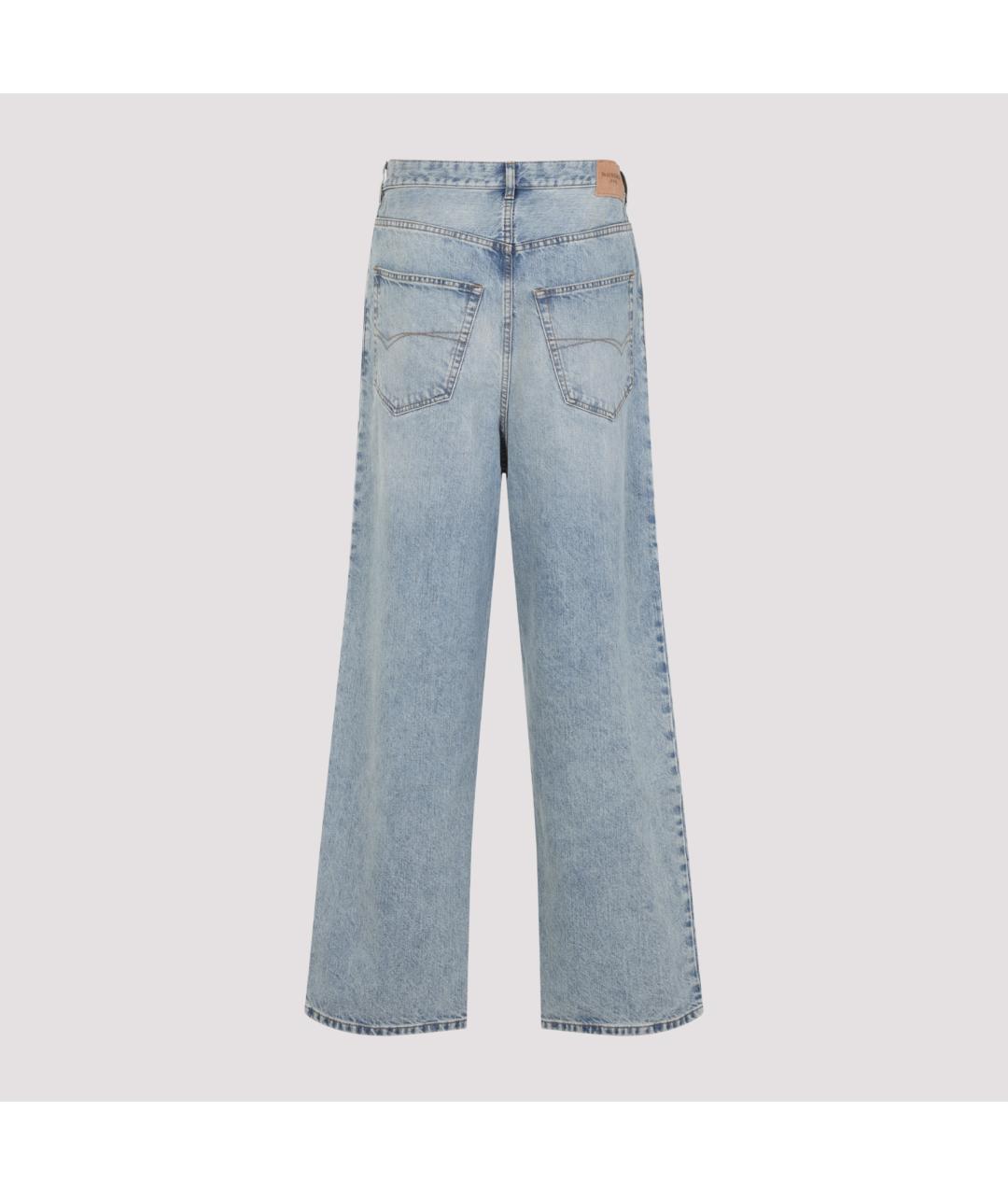 BALENCIAGA Голубые хлопковые прямые джинсы, фото 4