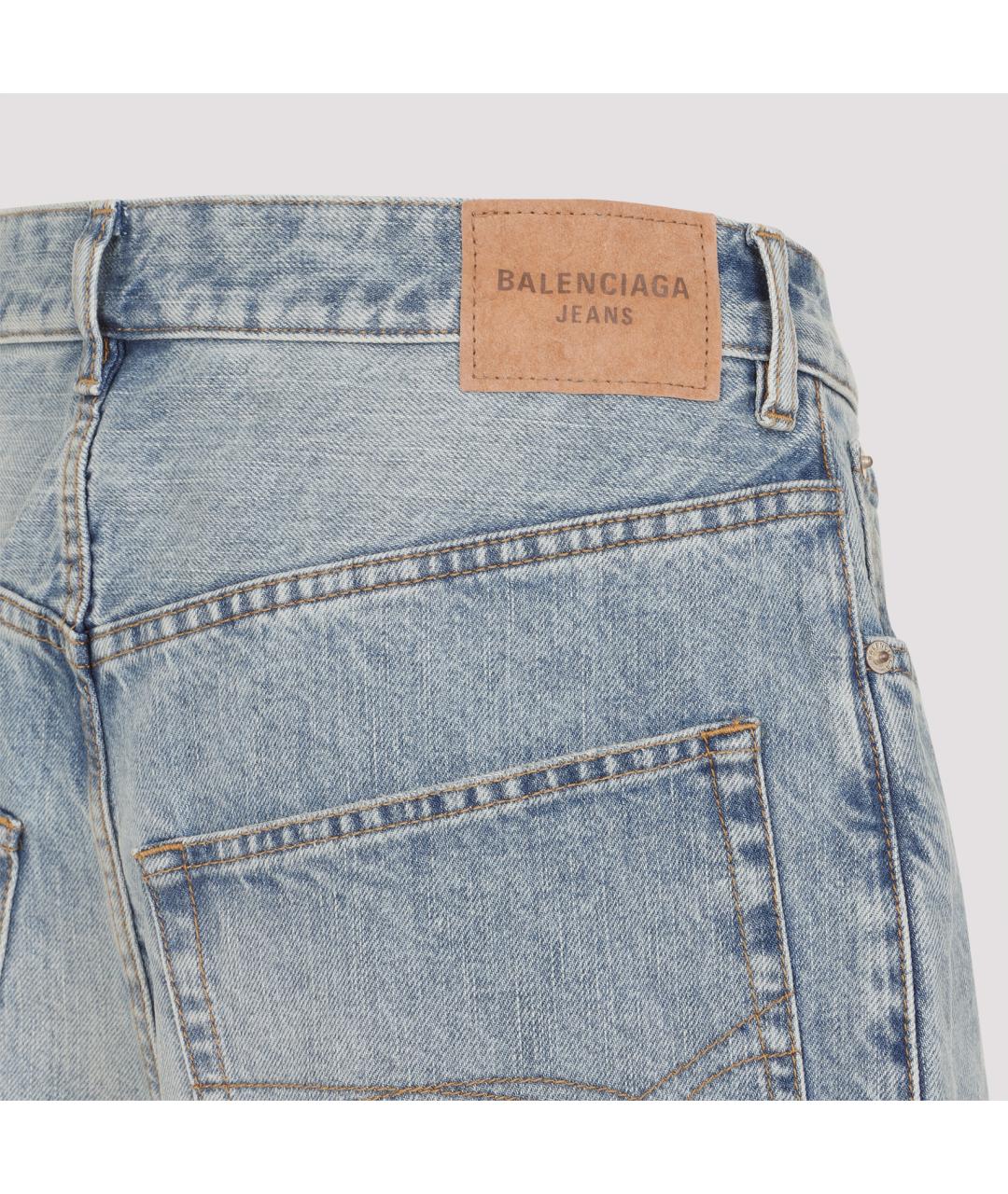 BALENCIAGA Голубые хлопковые прямые джинсы, фото 5