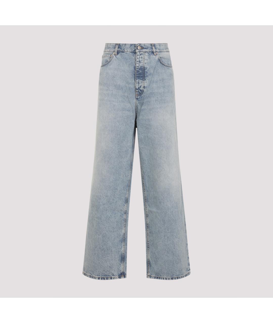 BALENCIAGA Голубые хлопковые прямые джинсы, фото 1