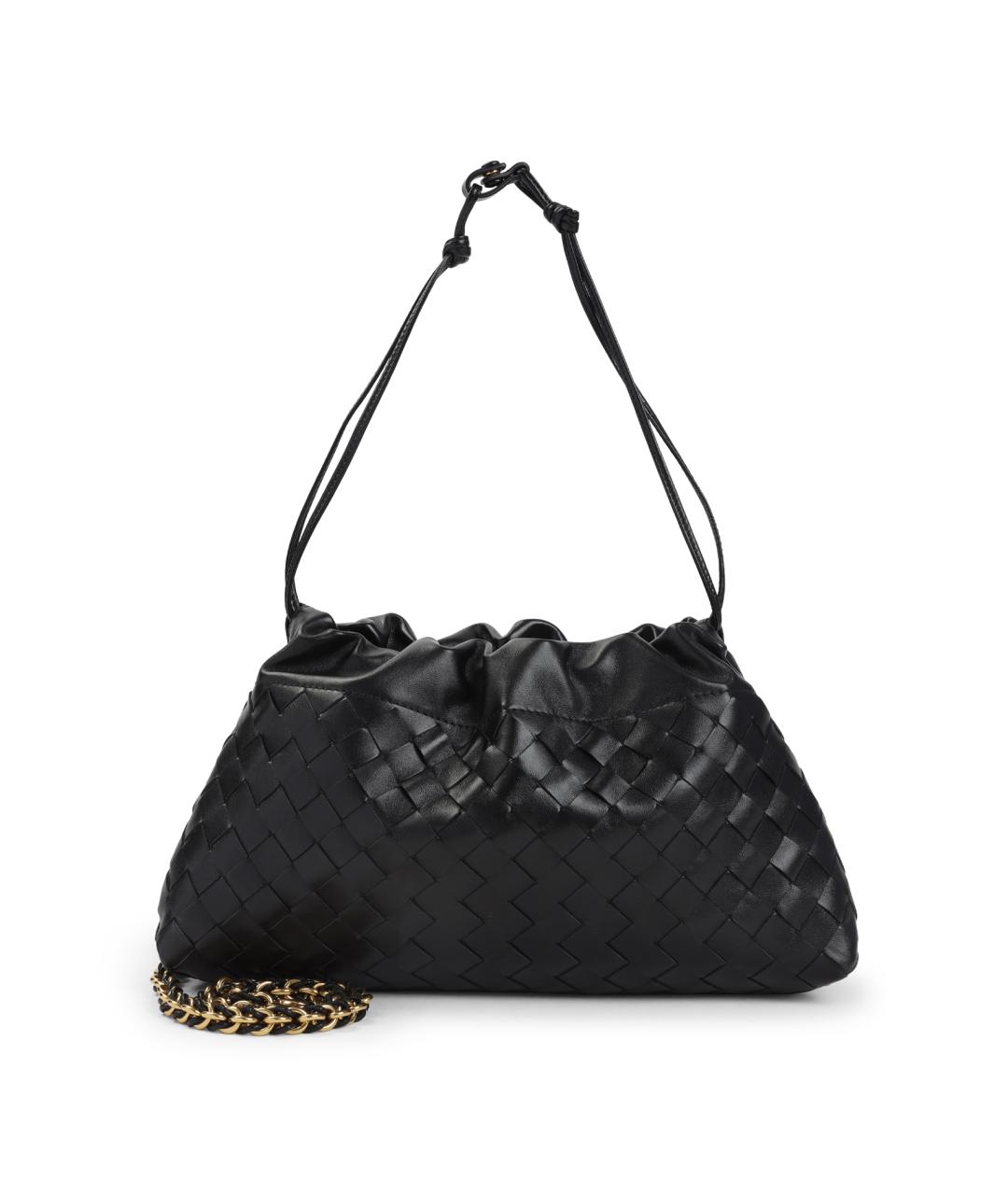 BOTTEGA VENETA Черная кожаная сумка через плечо, фото 1