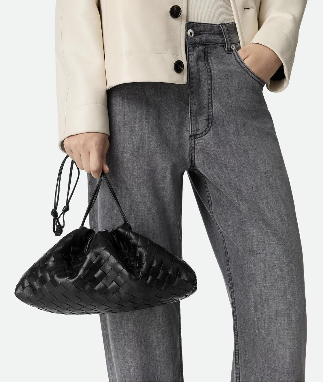 BOTTEGA VENETA Черная кожаная сумка через плечо, фото 6