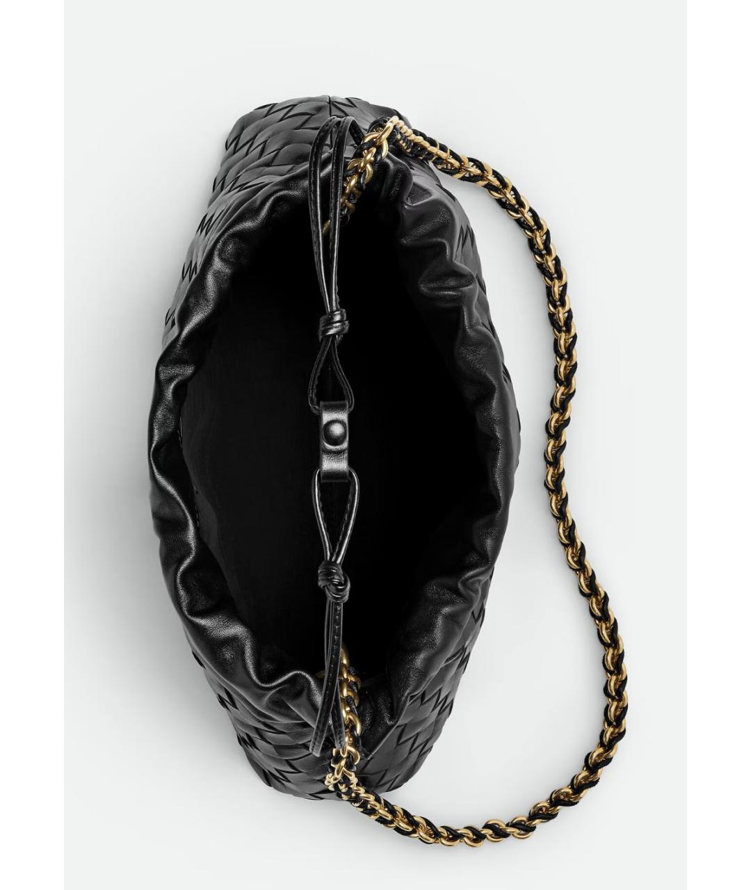 BOTTEGA VENETA Черная кожаная сумка через плечо, фото 4