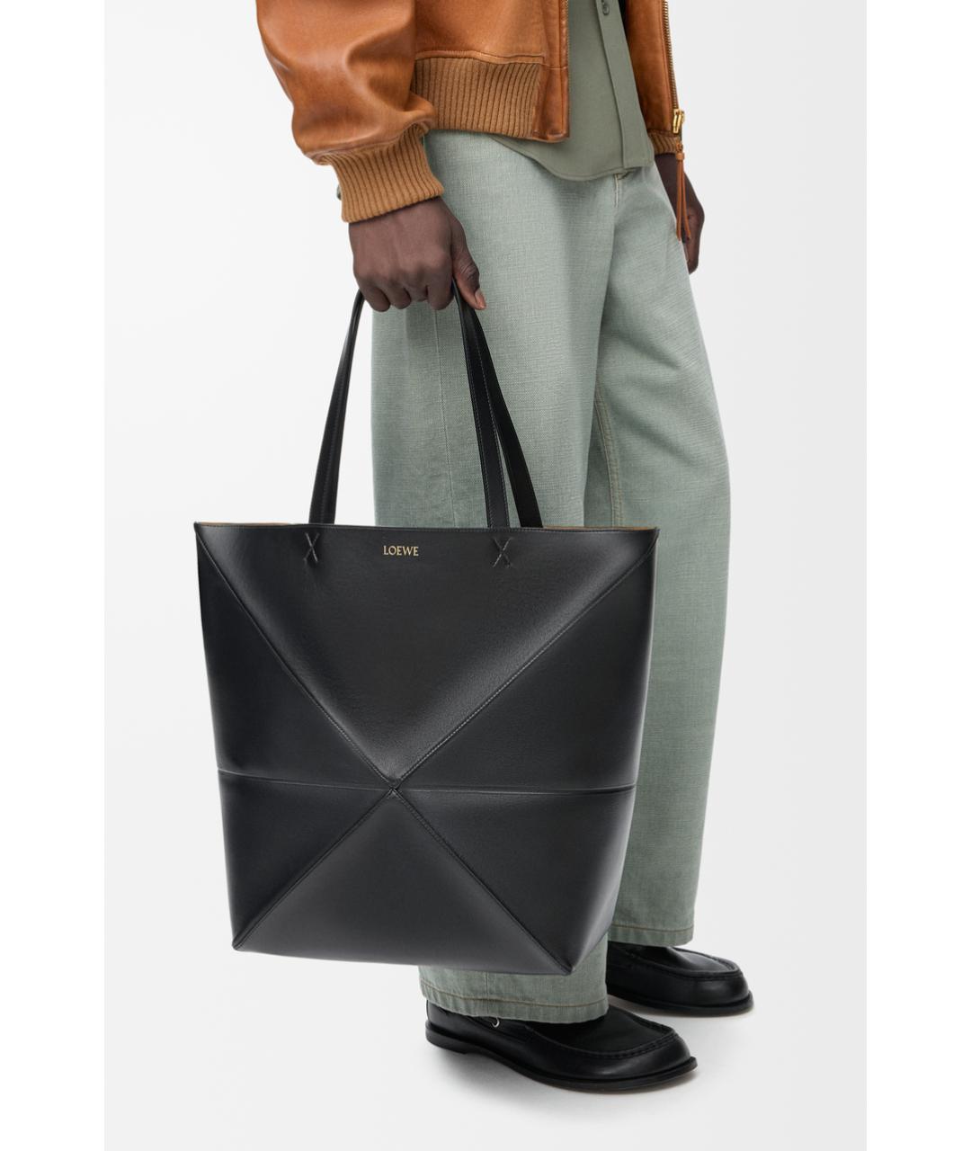LOEWE Черная кожаная сумка тоут, фото 6