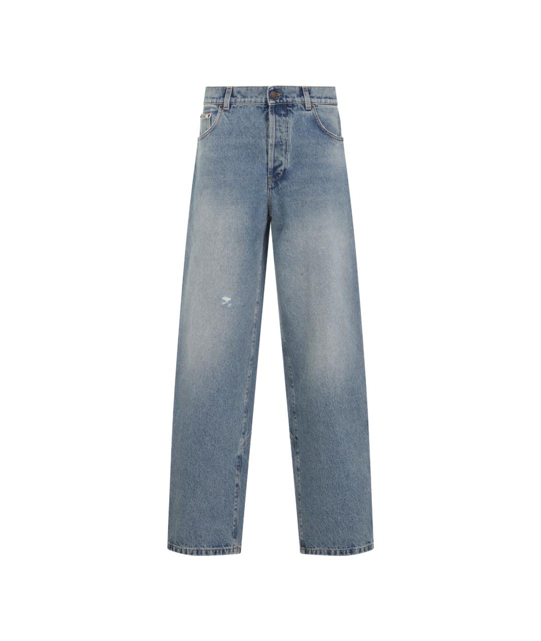 MOSCHINO Голубые хлопковые прямые джинсы, фото 1