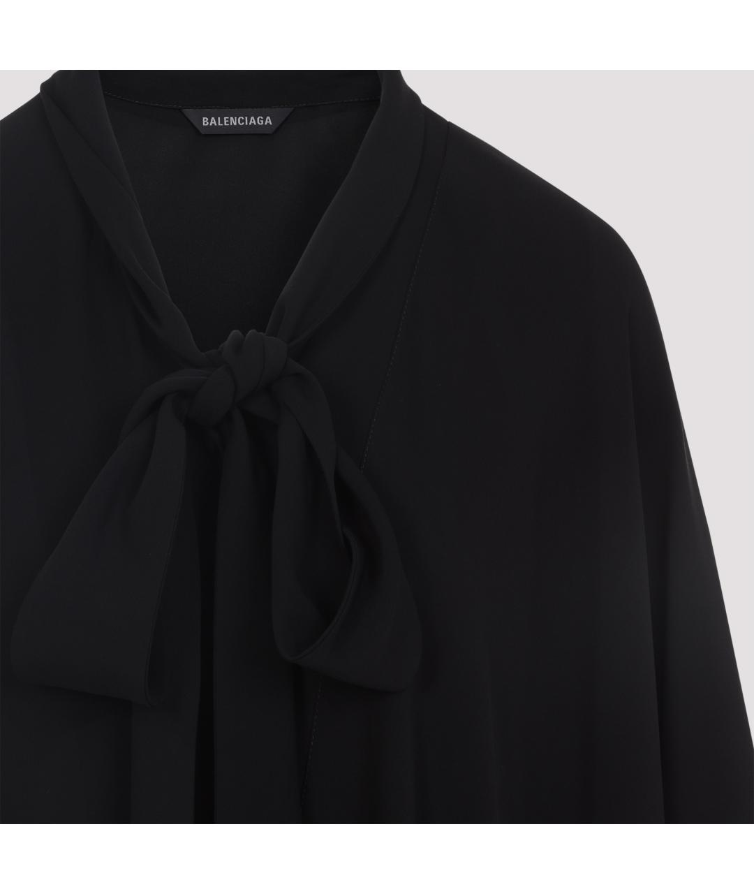 BALENCIAGA Черная шелковая блузы, фото 4