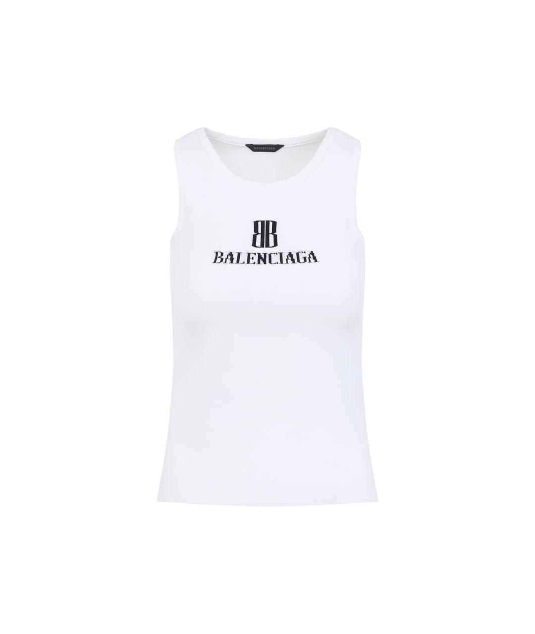 BALENCIAGA Белая полиэстеровая майка, фото 1