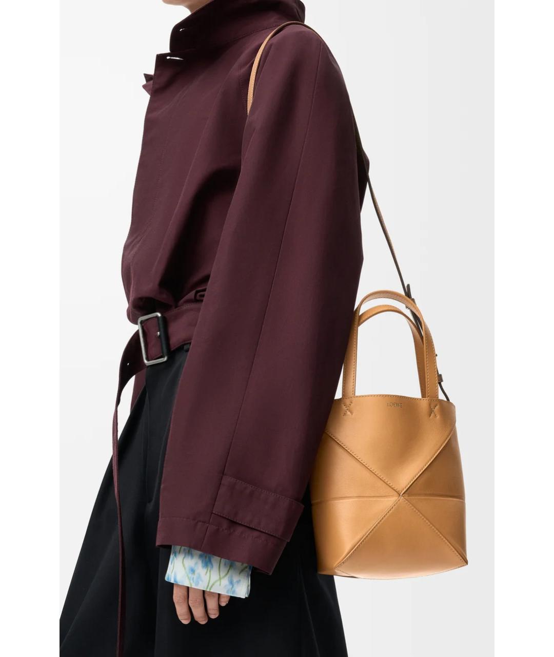 LOEWE Бежевая кожаная сумка тоут, фото 5