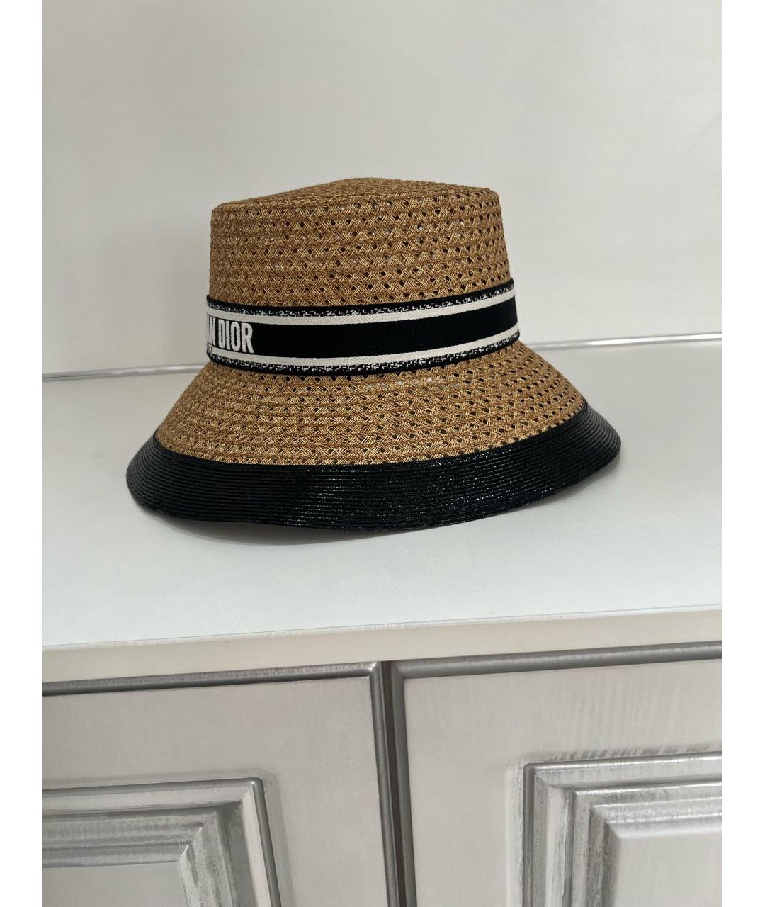 CHRISTIAN DIOR Бежевая соломенная шляпа, фото 2