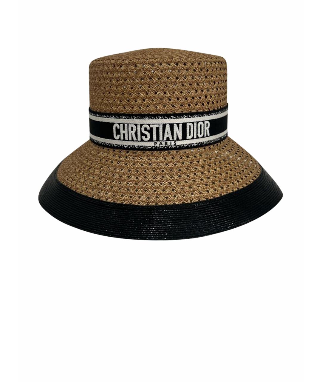 CHRISTIAN DIOR Бежевая соломенная шляпа, фото 1