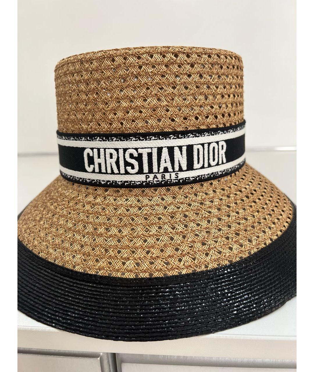 CHRISTIAN DIOR Бежевая соломенная шляпа, фото 4