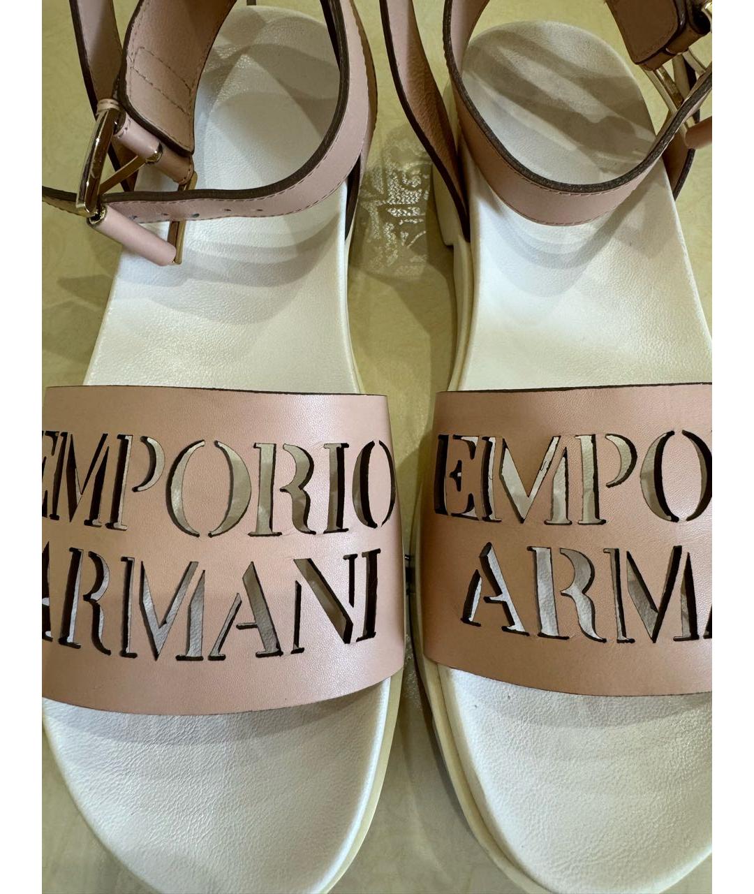 EMPORIO ARMANI Бежевые кожаные сандалии, фото 3