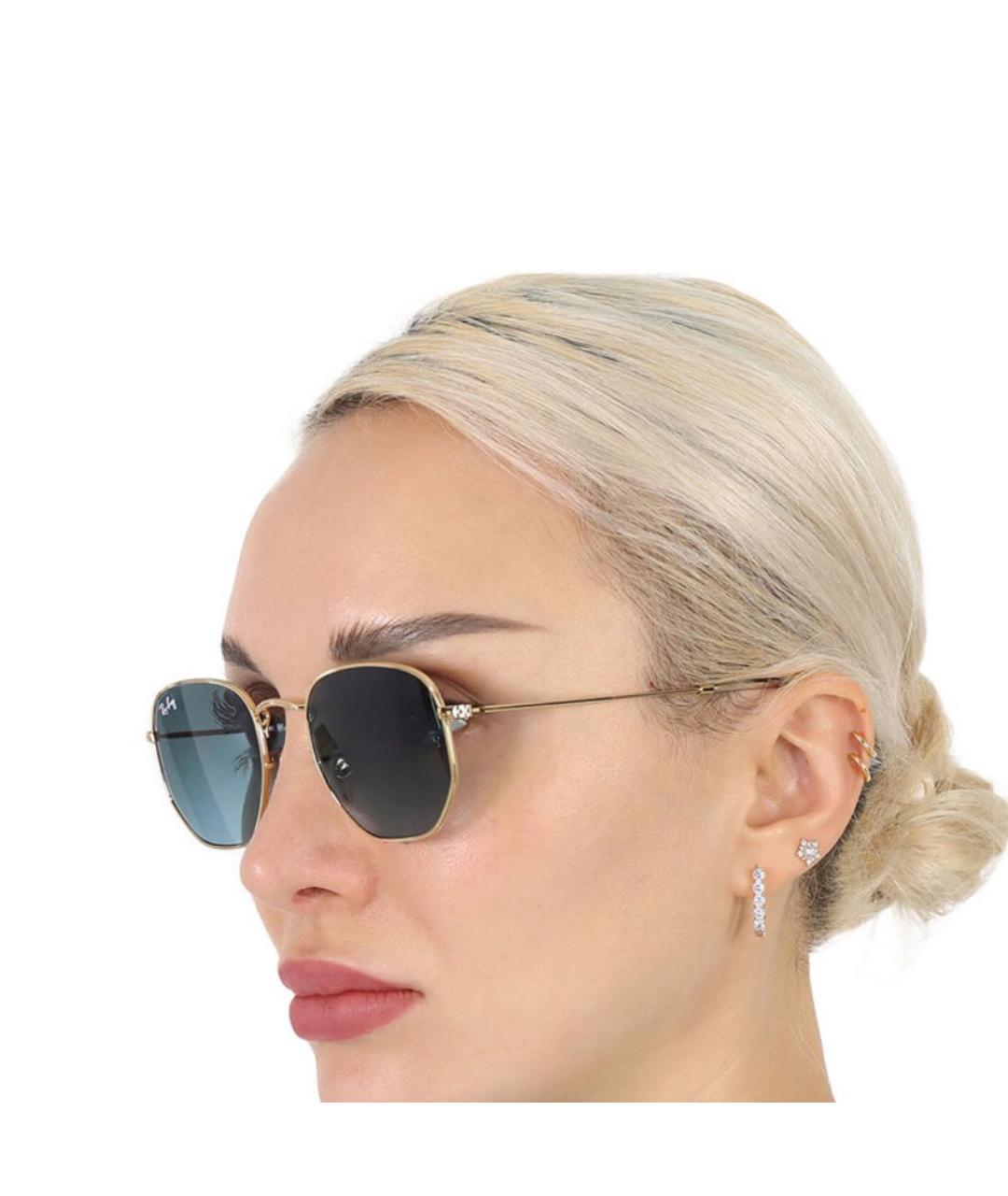 RAY BAN Голубые металлические солнцезащитные очки, фото 4