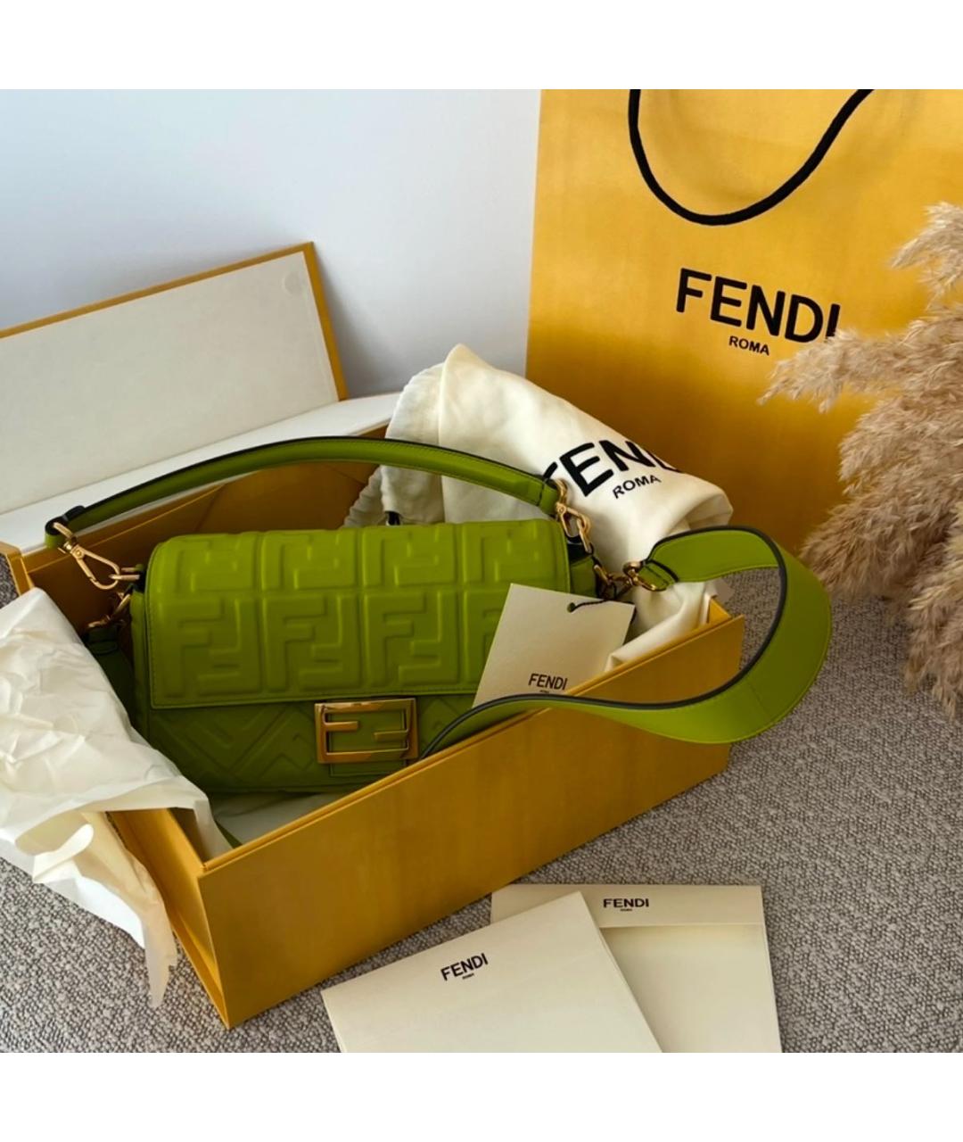 FENDI Зеленая кожаная сумка через плечо, фото 2