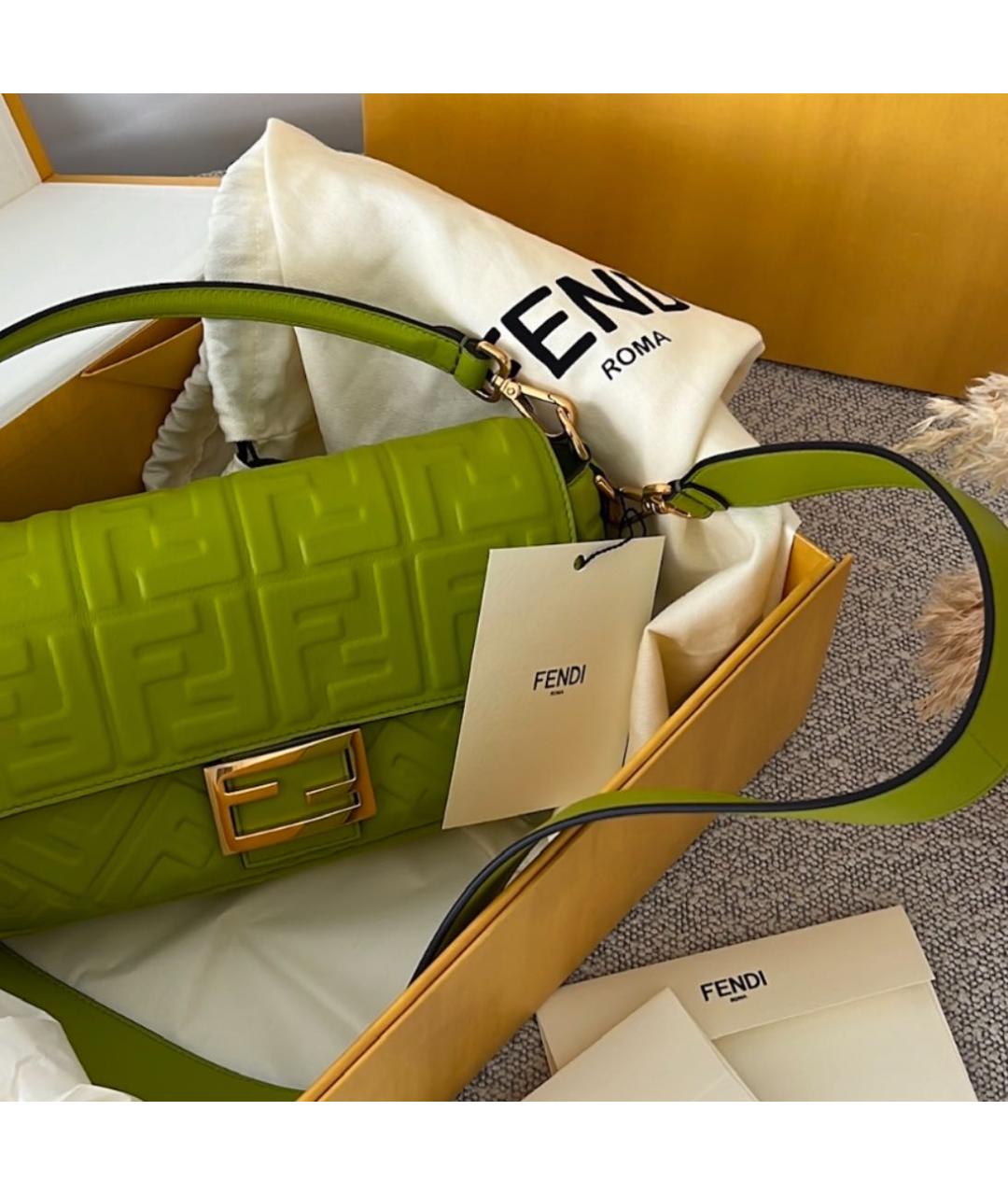 FENDI Зеленая кожаная сумка через плечо, фото 4