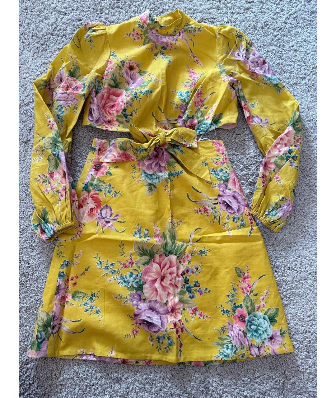 ZIMMERMANN Желтое льняное коктейльное платье, фото 5