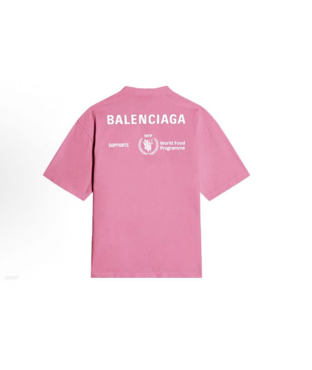 BALENCIAGA Розовая хлопковая футболка, фото 2