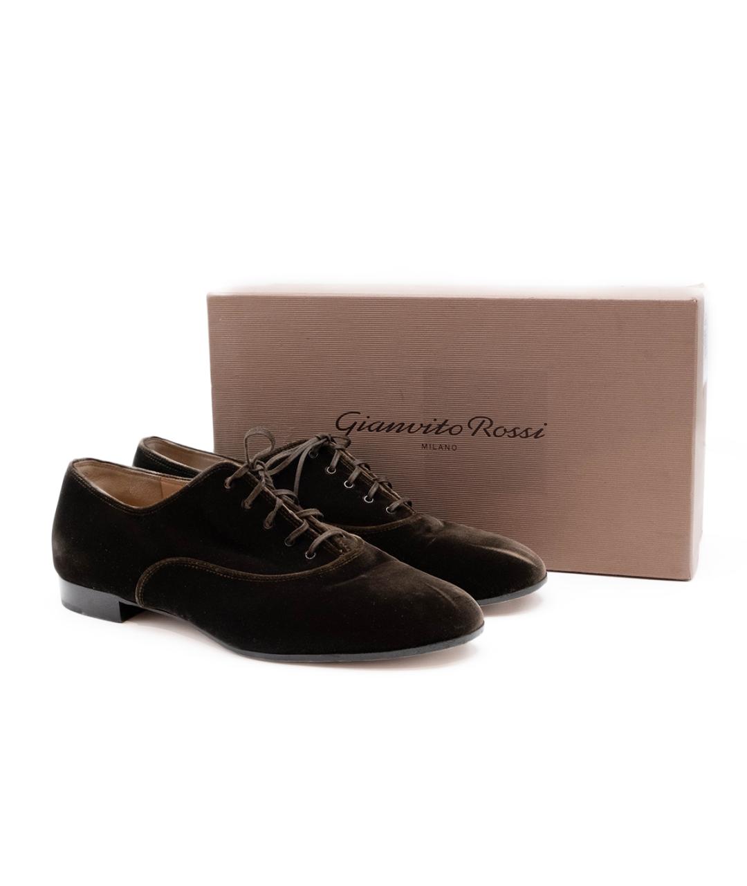 GIANVITO ROSSI Коричневые бархатные ботинки, фото 6