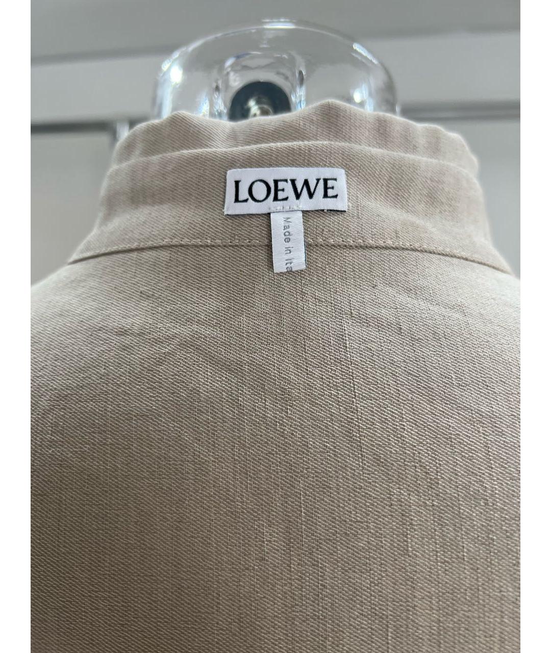 LOEWE Бежевое льняное повседневное платье, фото 3