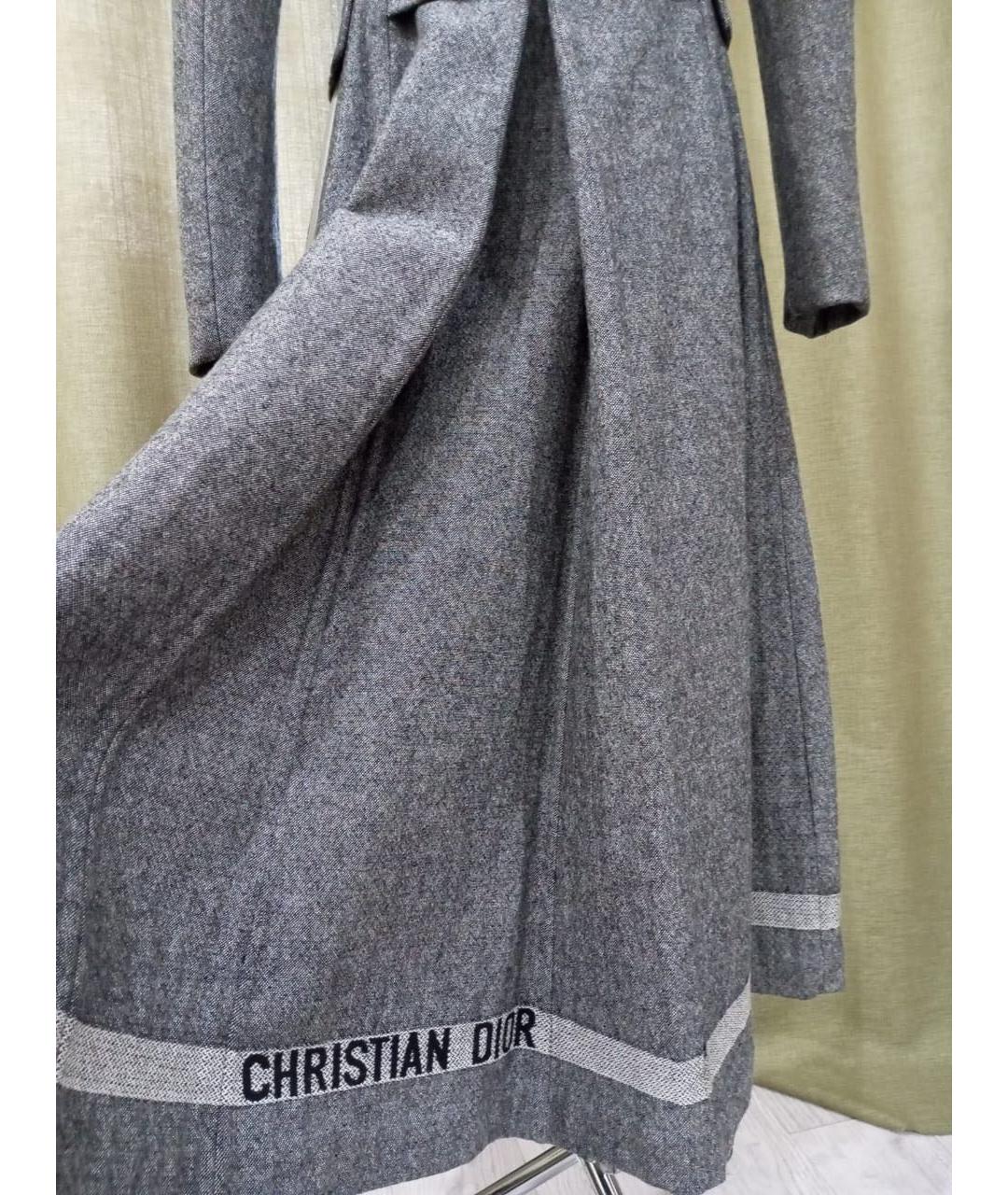CHRISTIAN DIOR Серое шерстяное пальто, фото 4