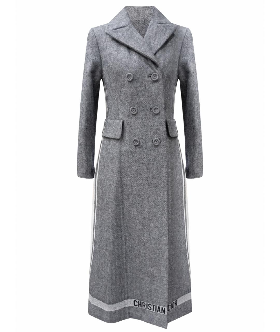 CHRISTIAN DIOR Серое шерстяное пальто, фото 1