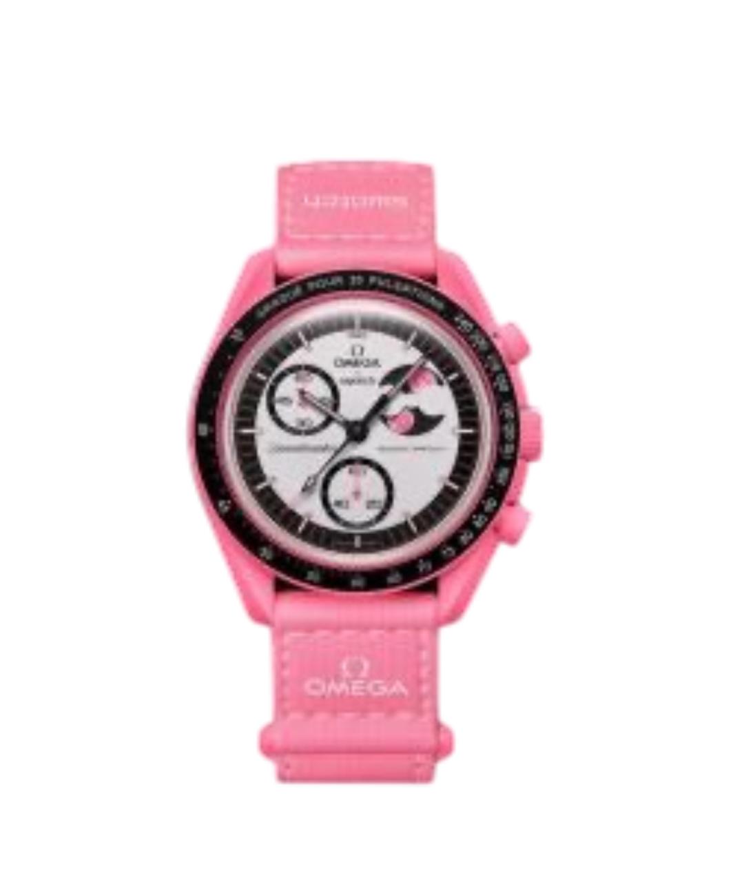 OMEGA Розовые кожаные часы, фото 1