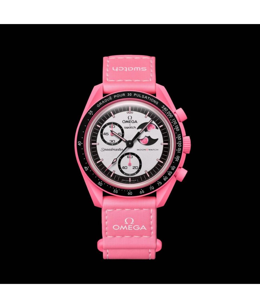 OMEGA Розовые кожаные часы, фото 4