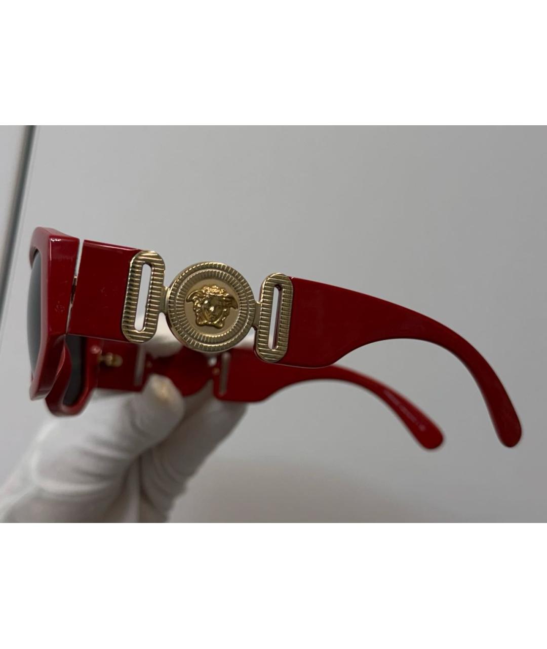 VERSACE Красные пластиковые солнцезащитные очки, фото 3