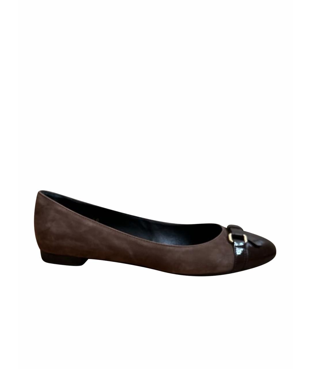 TOD'S Коричневые замшевые балетки, фото 1