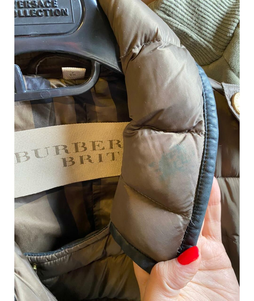 BURBERRY BRIT Хаки полиамидовый пуховик, фото 8