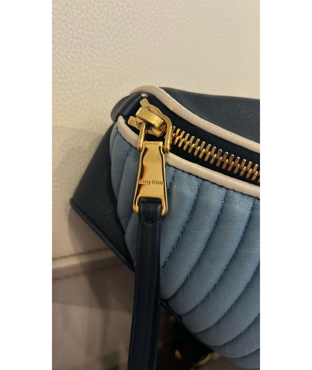 MIU MIU Темно-синяя кожаная поясная сумка, фото 5