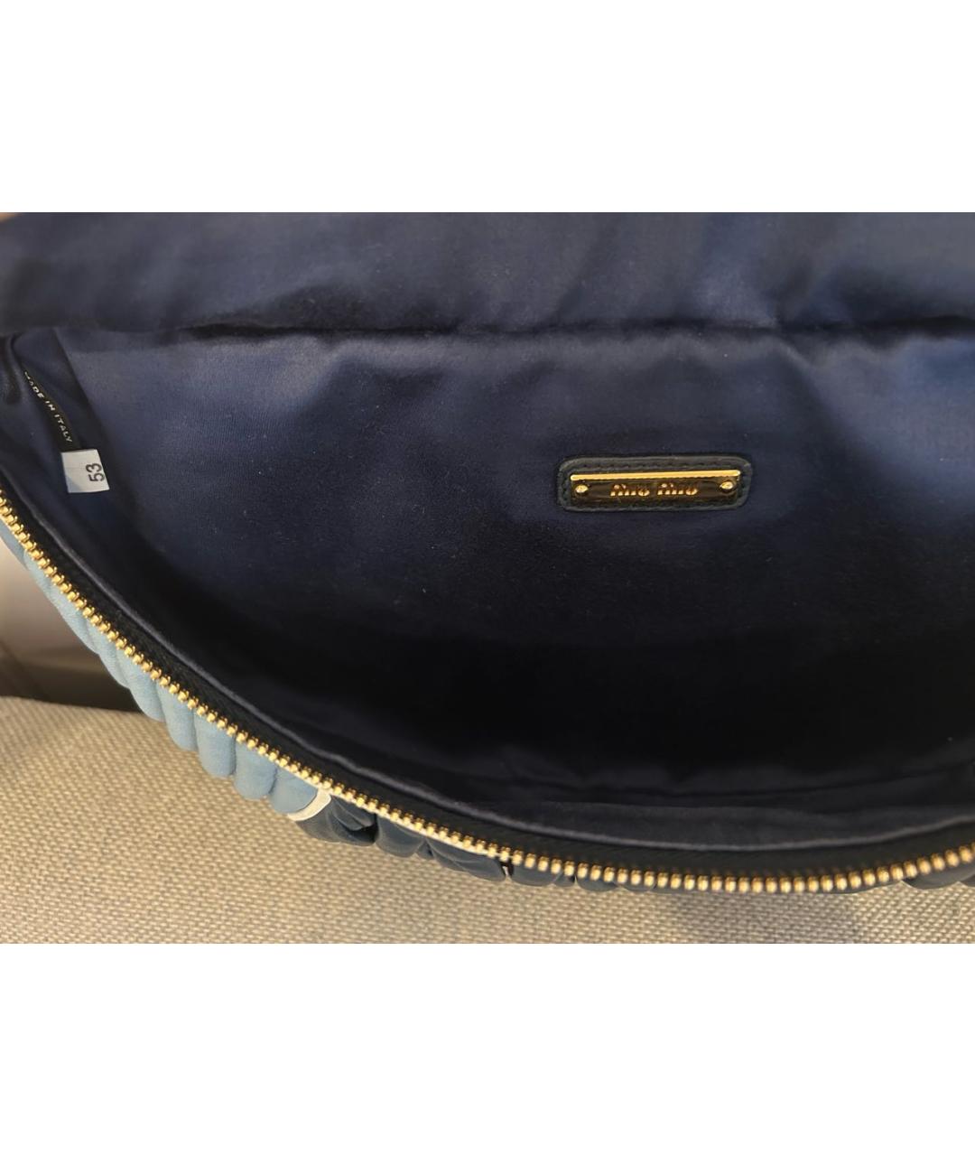 MIU MIU Темно-синяя кожаная поясная сумка, фото 4