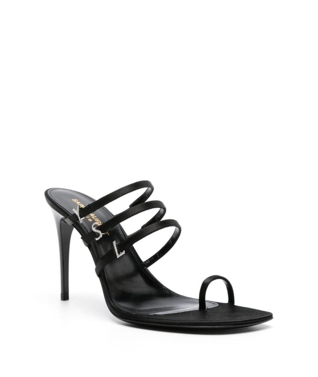 SAINT LAURENT Черные текстильные босоножки, фото 1