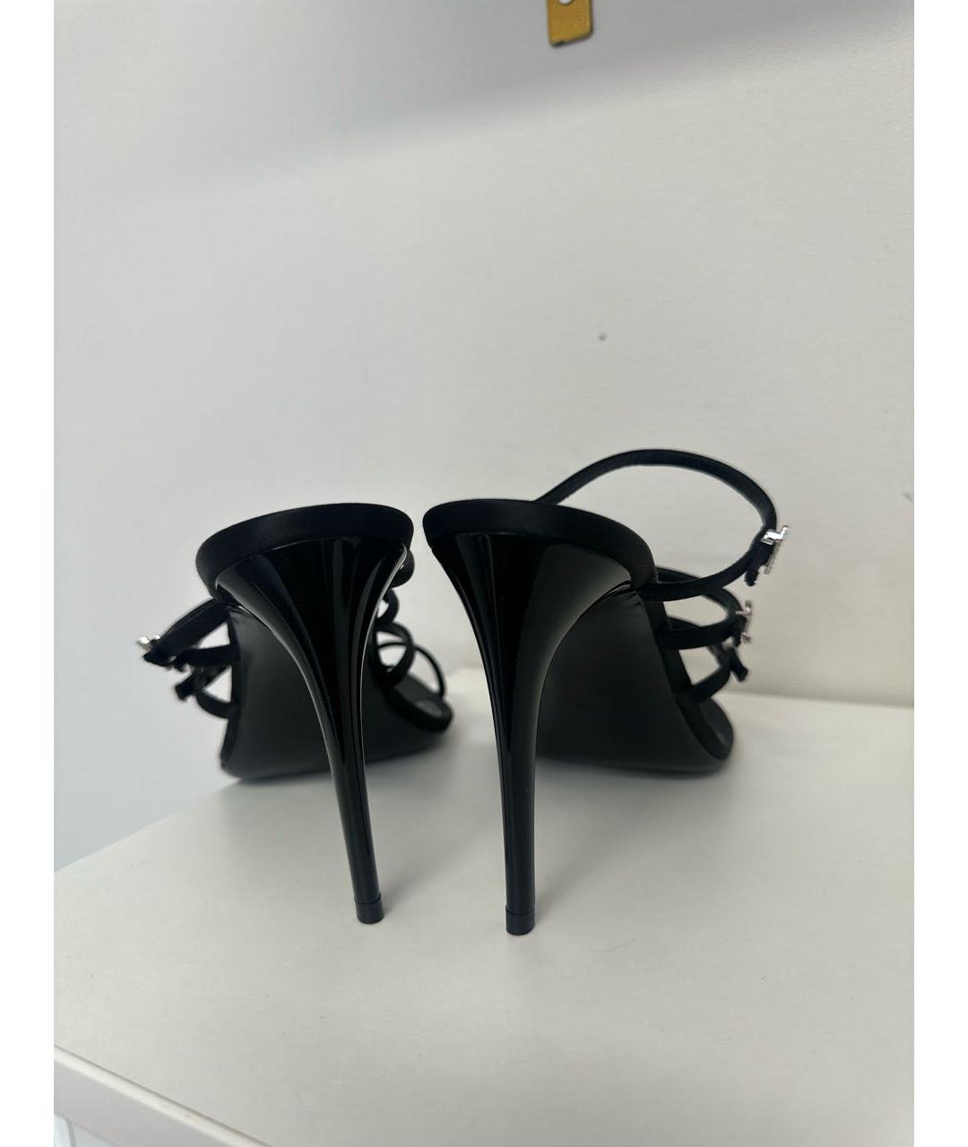 SAINT LAURENT Черные текстильные босоножки, фото 4