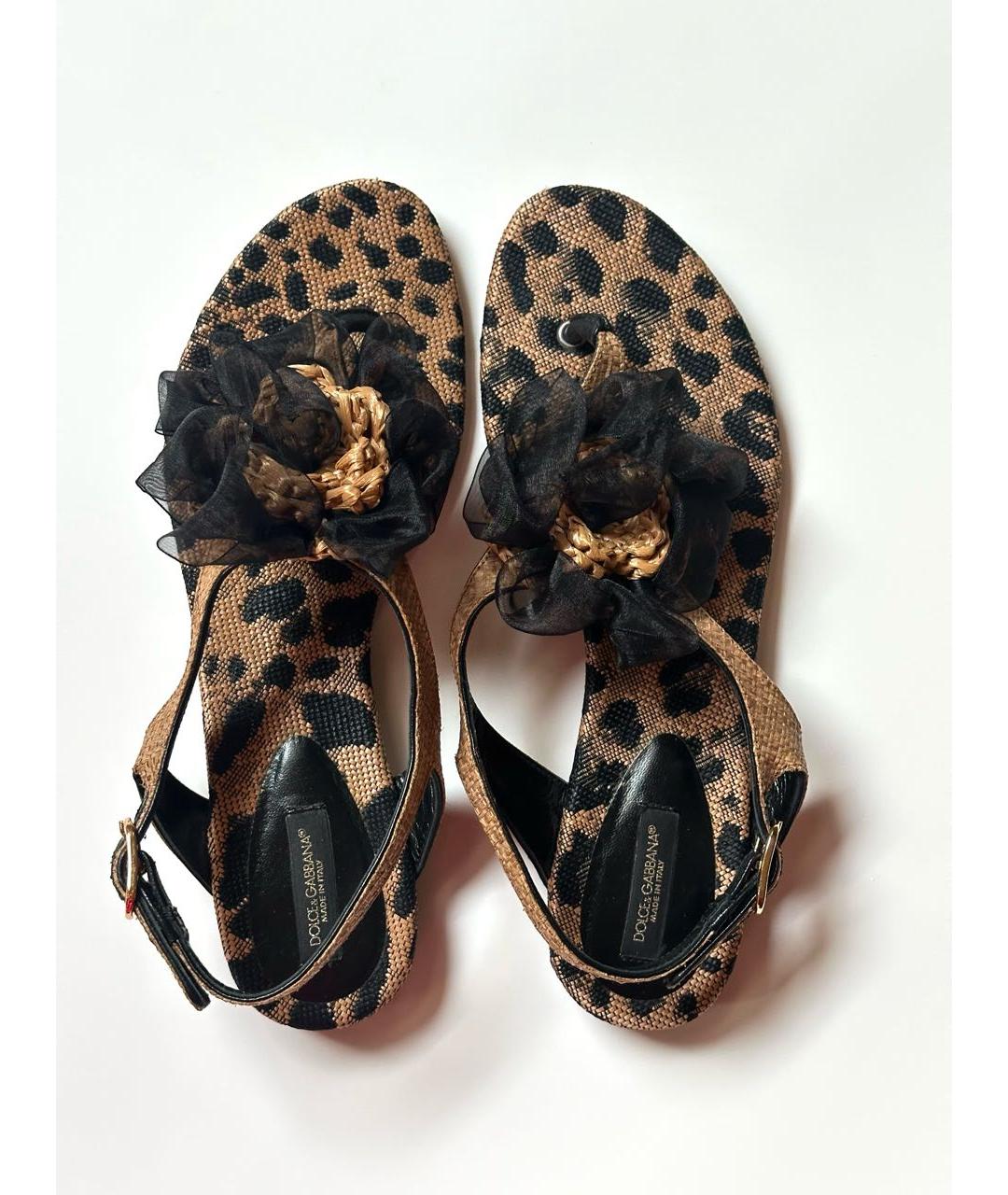 DOLCE&GABBANA Коричневые текстильные сандалии, фото 2