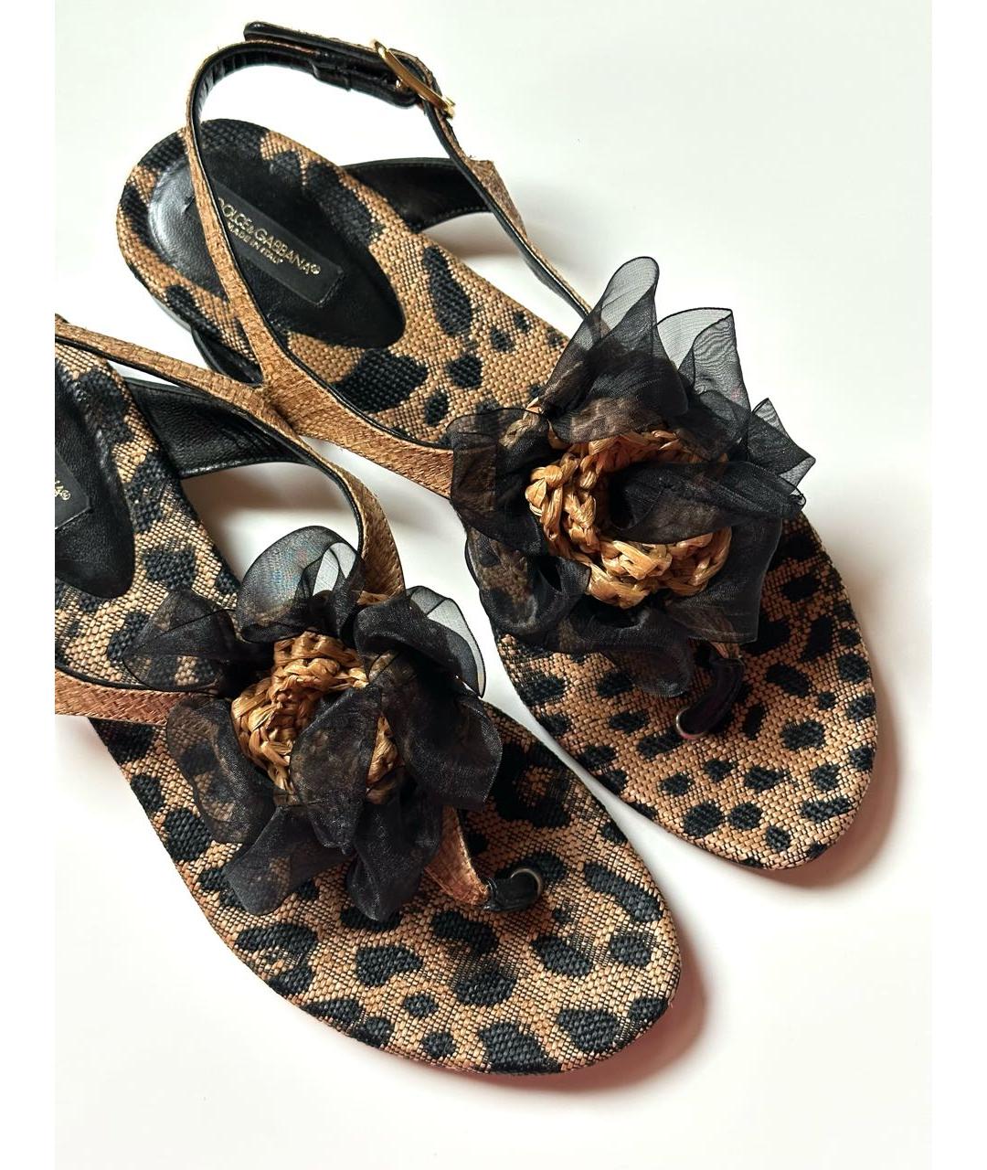 DOLCE&GABBANA Коричневые текстильные сандалии, фото 7