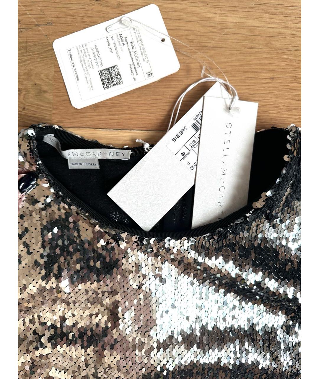 STELLA MCCARTNEY Серебряная шелковая блузы, фото 4