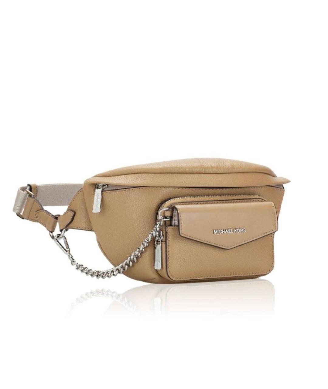 MICHAEL KORS Бежевая кожаная поясная сумка, фото 2