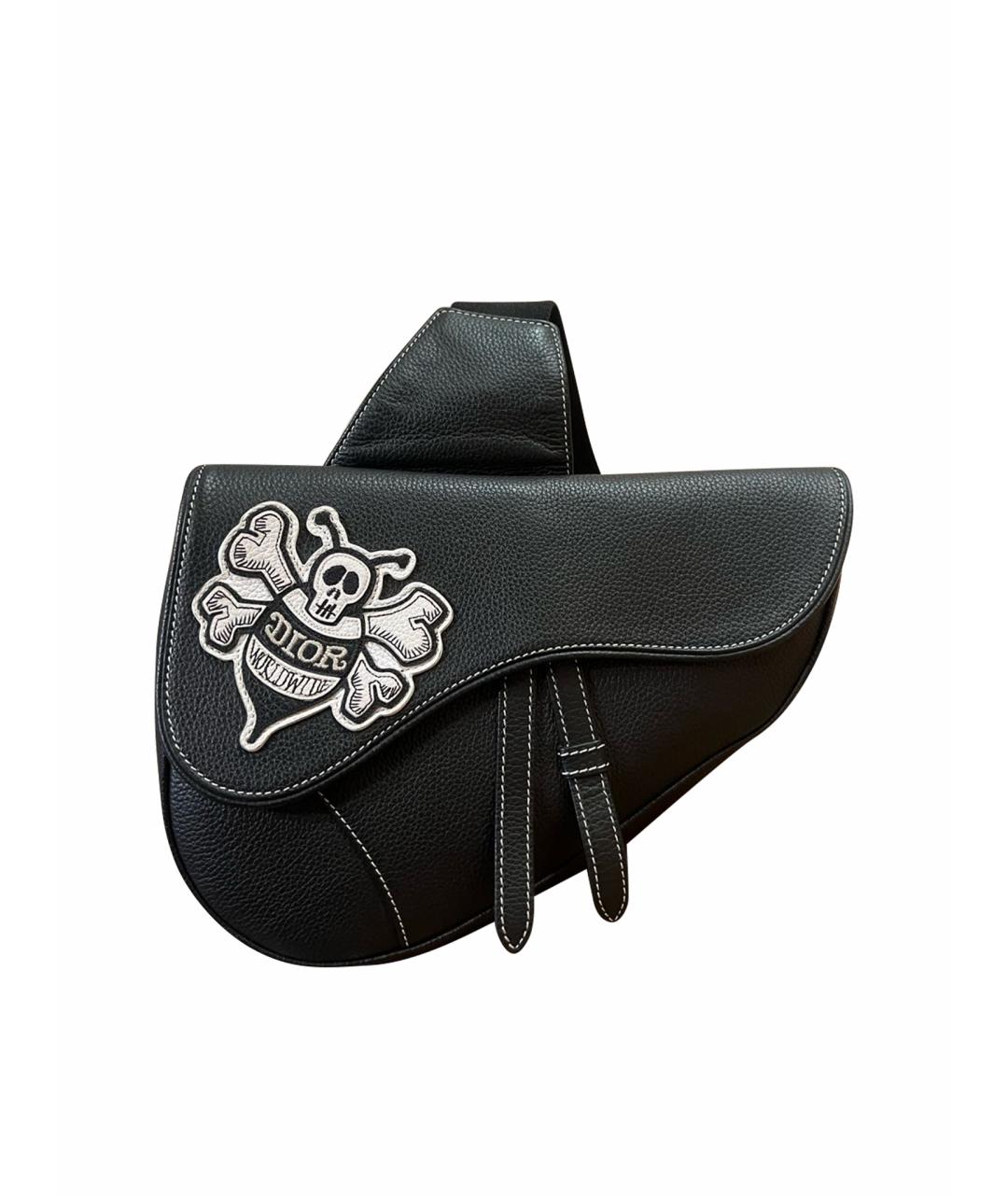 CHRISTIAN DIOR Черная кожаная сумка на плечо, фото 1