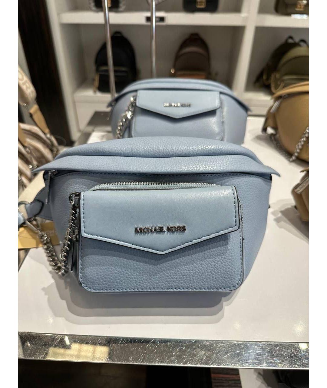 MICHAEL KORS Голубая кожаная поясная сумка, фото 4