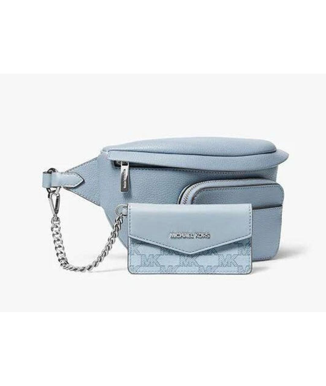 MICHAEL KORS Голубая кожаная поясная сумка, фото 2
