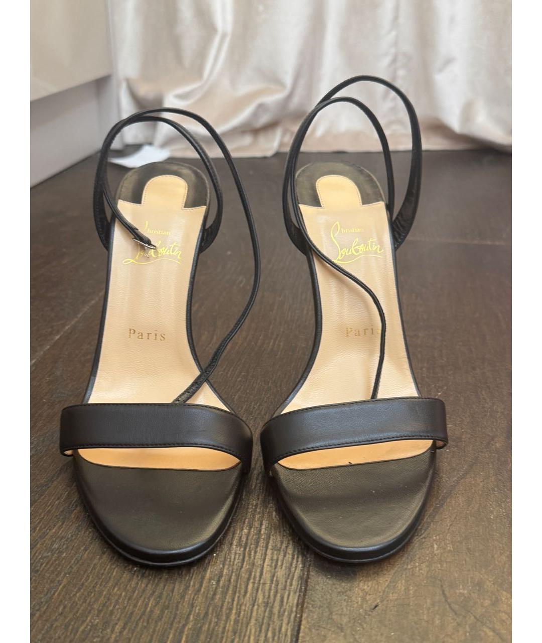 CHRISTIAN LOUBOUTIN Черные кожаные босоножки, фото 4