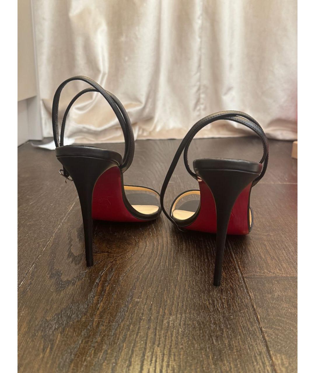 CHRISTIAN LOUBOUTIN Черные кожаные босоножки, фото 5