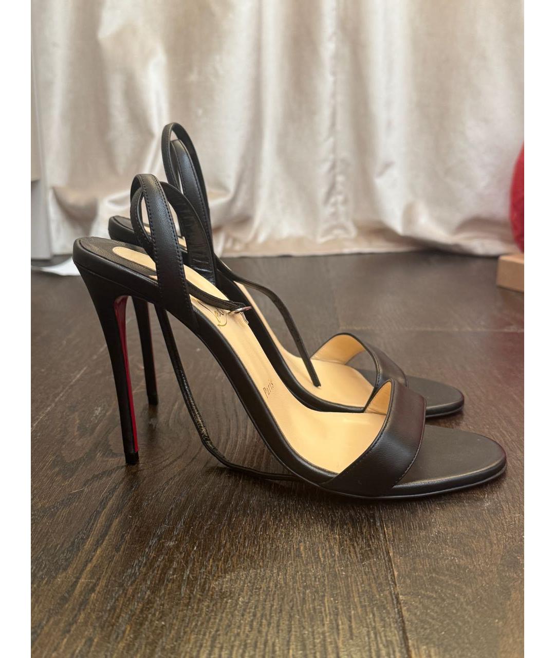CHRISTIAN LOUBOUTIN Черные кожаные босоножки, фото 2