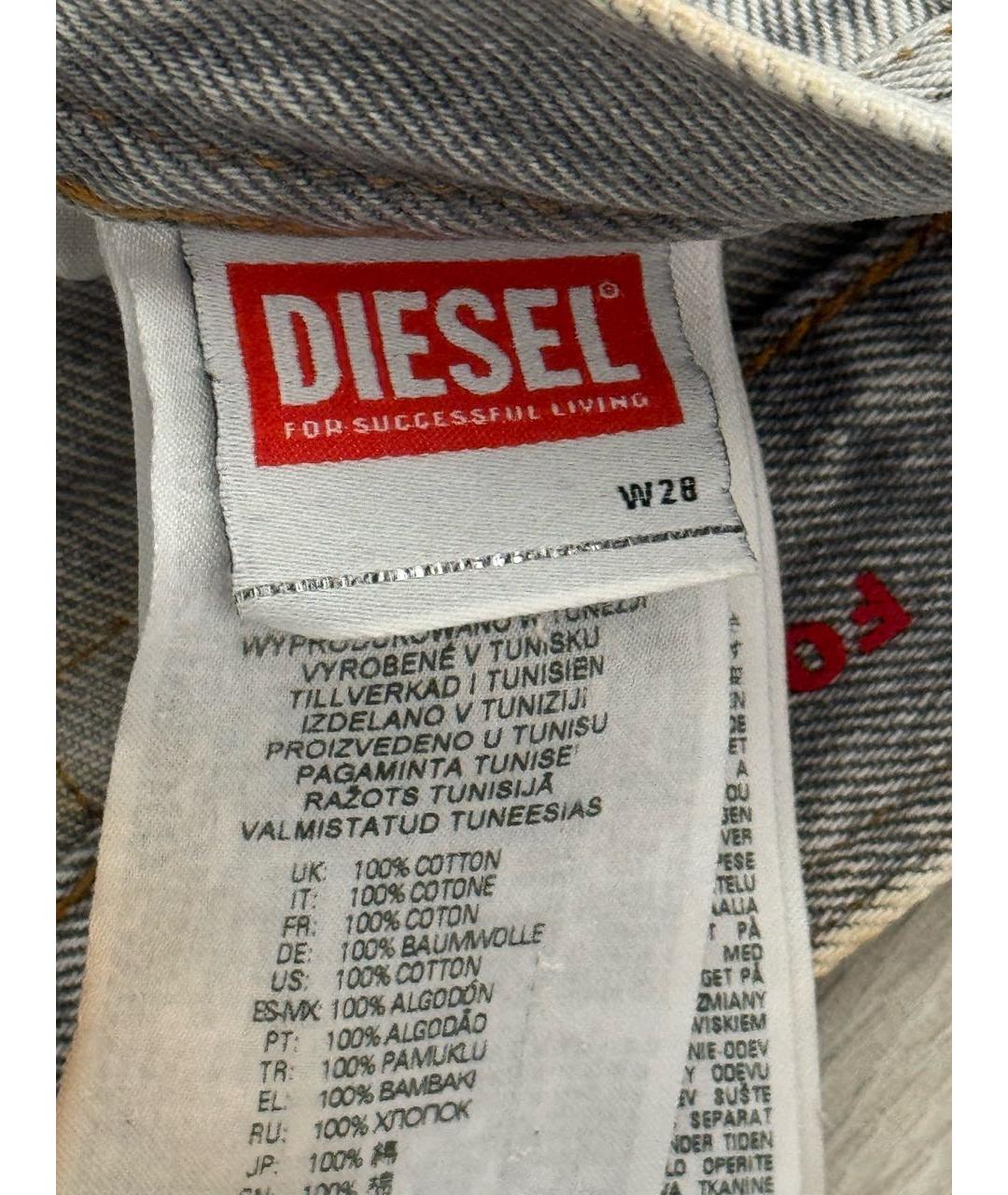 DIESEL Серые хлопковые прямые джинсы, фото 4