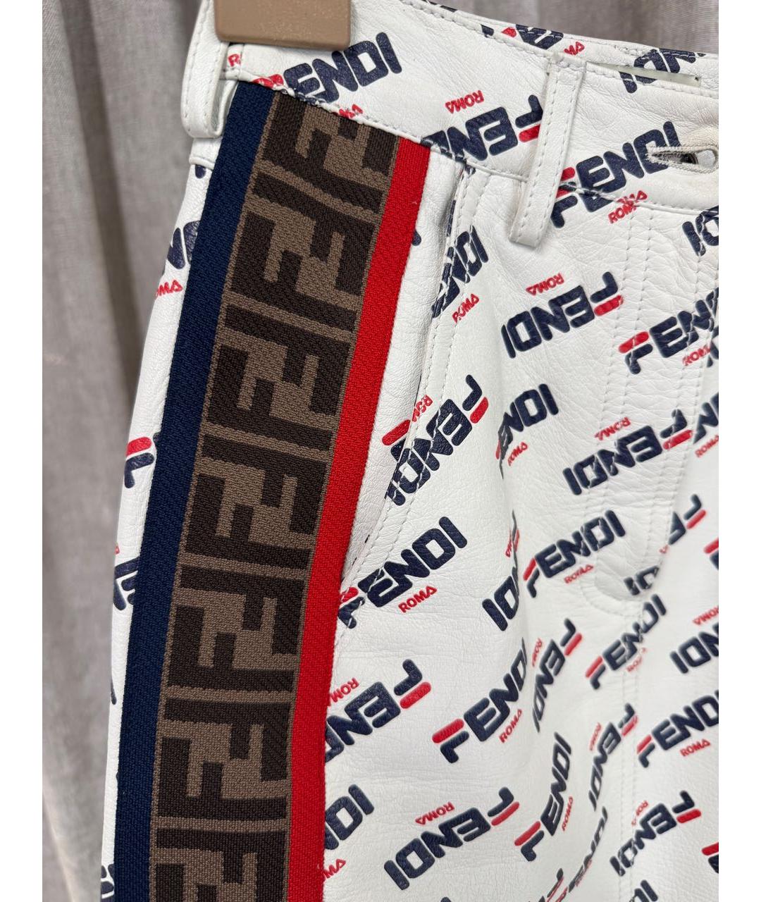 FENDI Белая кожаная юбка мини, фото 4