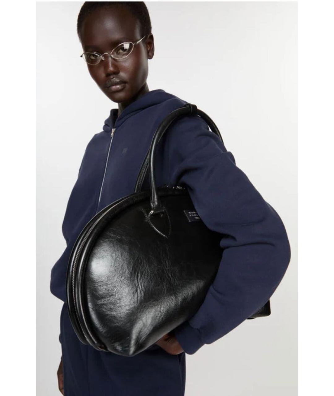 ACNE STUDIOS Черная кожаная сумка тоут, фото 6