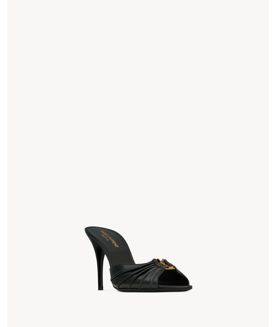 SAINT LAURENT Черные кожаные мюли, фото 3